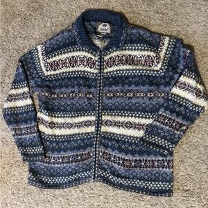 Vintage Tiara International Fair Isle zip cardigan sweater - Blue, Women's M